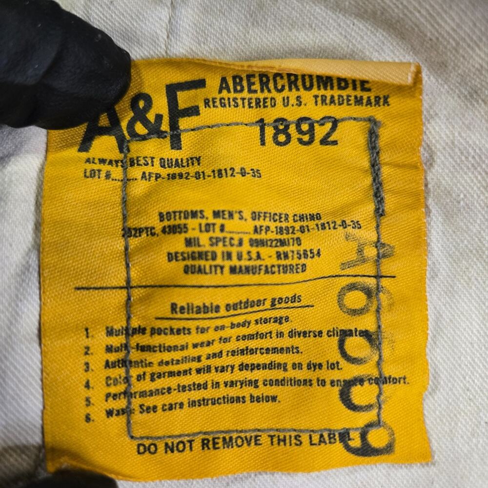 VTG Abercrombie Fitch Pants Officer Chino Men 34x30 Khaki Drawstring Preppy Y2k - Picture 4 of 16